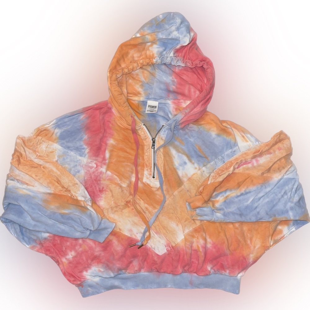 🔥PINK Crop Tie-dye Hoodie